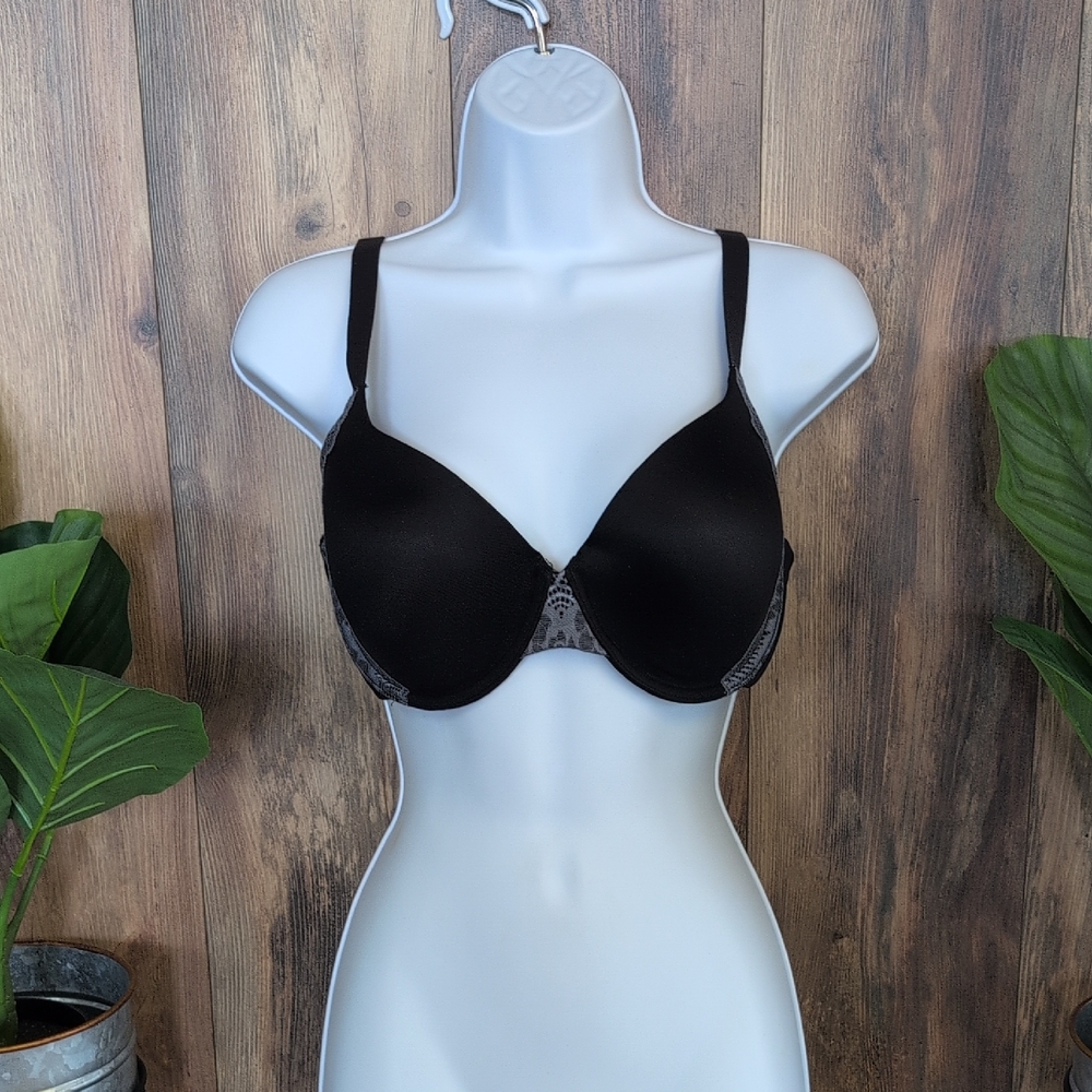 Vanity Fair 75260 Black/Gray Flattering Lift Underwire Bra 36D             K107